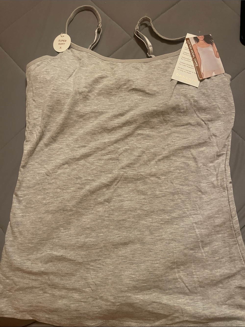 NWT Danskin Women’s size Med Light Heather Gray Camisole Tank
